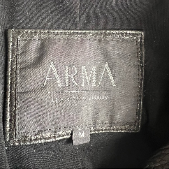 Arma Men's Black Leather Jacket Size Medium - Picture 7 of 10